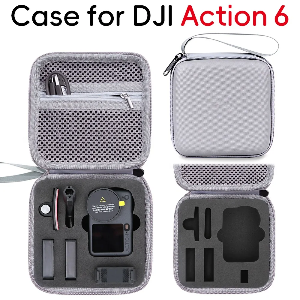 Mini estuche de almacenamiento para DJI Action 6, Estuche de transporte antiarañazos de viaje, bolso portátil, funda protectora, accesorios para cámaras deportivas