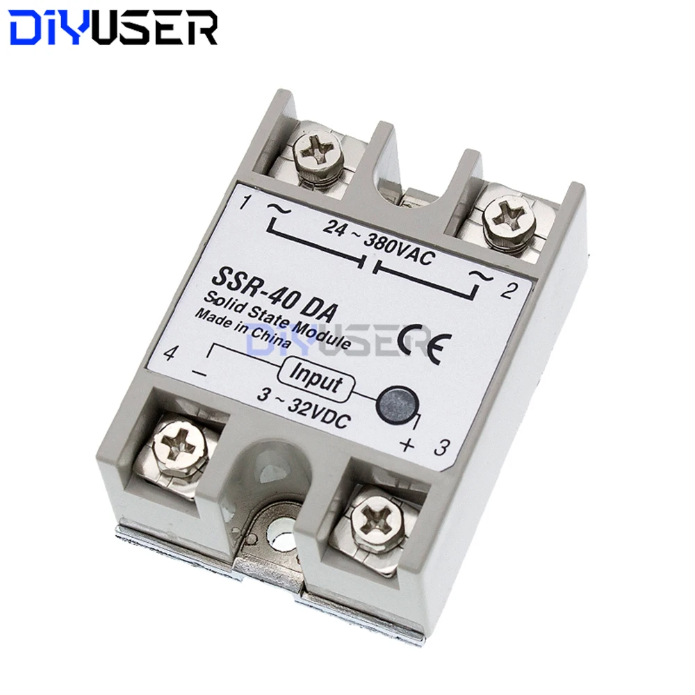 Módulo de relé de estado sólido SSR-40DA 40A CC a CA conmutación de alta potencia para sistema de control de temperatura automatización industrial