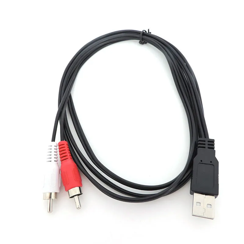 1,5 metros USB A 2,0 macho a 2 Rca macho AV enchufe convertidor conector adaptador Cable de alimentación PC para TV AUX Audio Video adaptador Q1