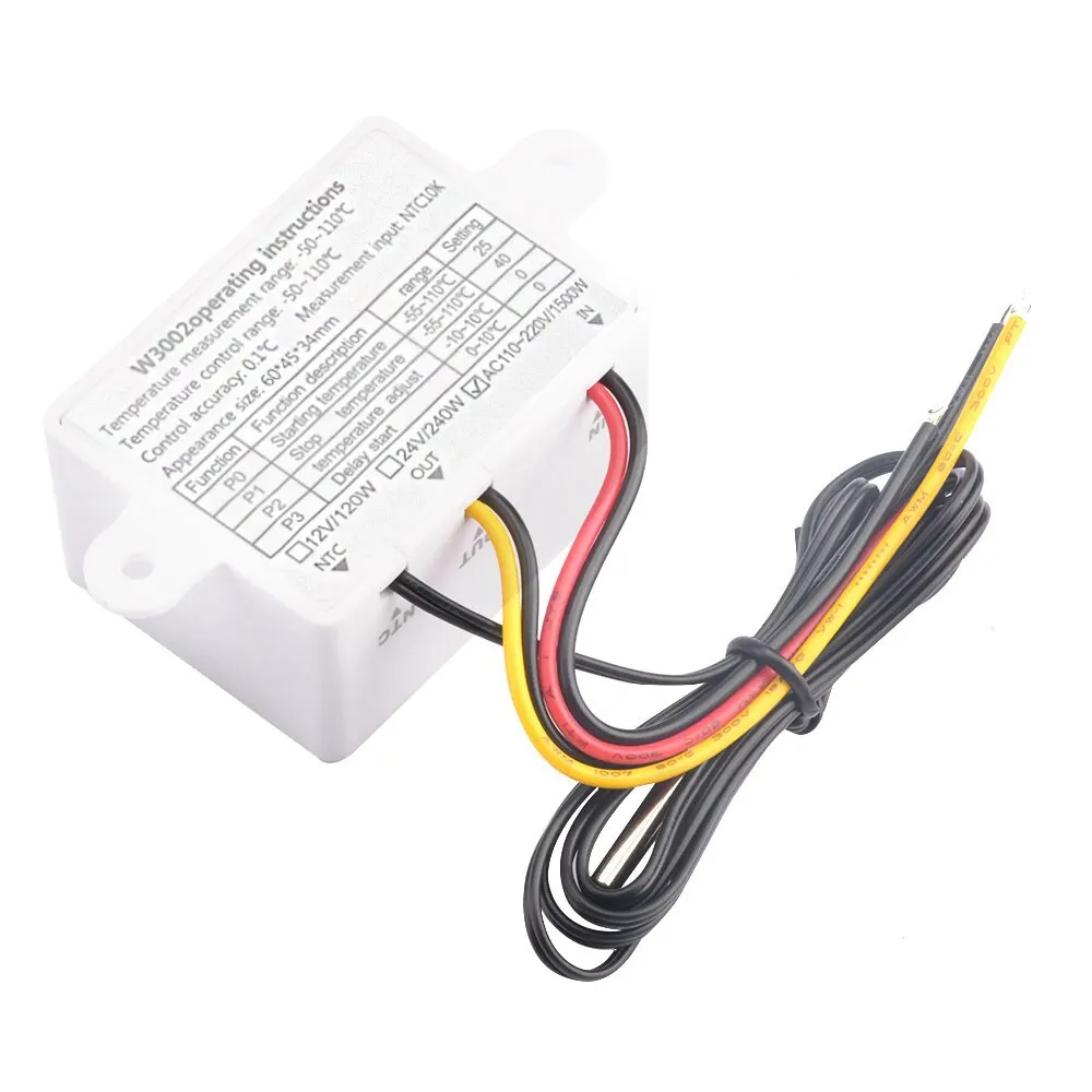 Controlador de temperatura Digital LED W3002, 110V, 220V, termostato, termorregulador, Sensor, medidor, nevera, calefacción de agua, refrigeración - imagen 5