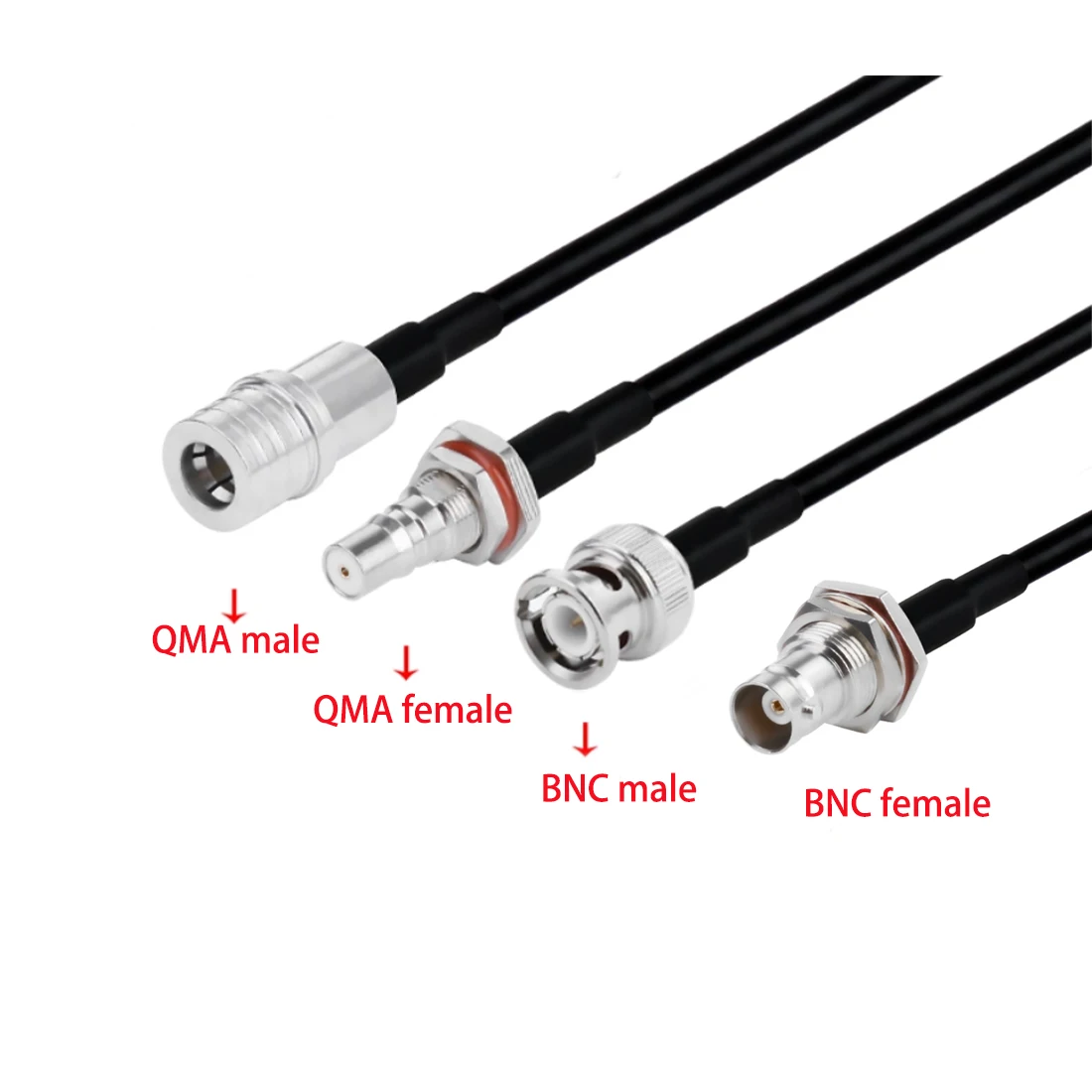 1 unidad de mamparo BNC macho/hembra a conector QMA/Jack adaptador de Cable coaxial RF RG58 30CM/50CM/100CM nuevo