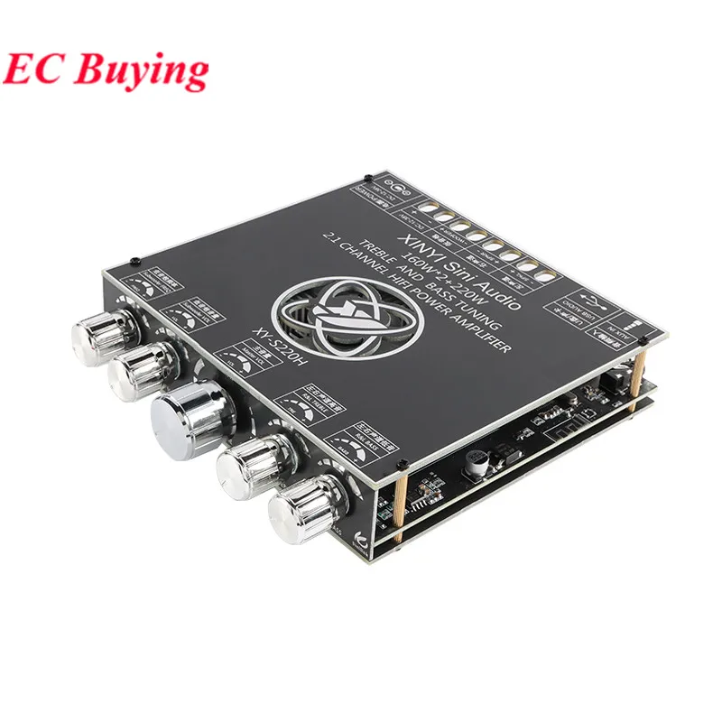 Placa amplificadora XY-S220H App Control 160Wx2 + 220W TDA7498E 2,1, doble canal, Compatible con Bluetooth 5,1 + AUX + tarjeta de sonido USB + Flas USB - imagen 2