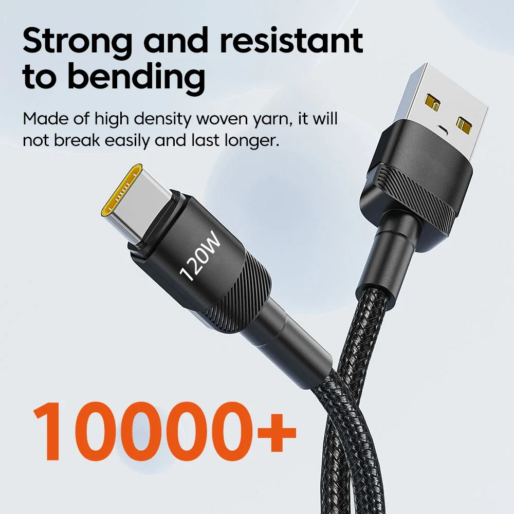 Cable USB de datos de carga rápida USB C de 120W tipo C para iPhone 15 16 Huawei Honor Oneplus Realme Xiaomi Samsung Cable de teléfono USB A a C - imagen 4