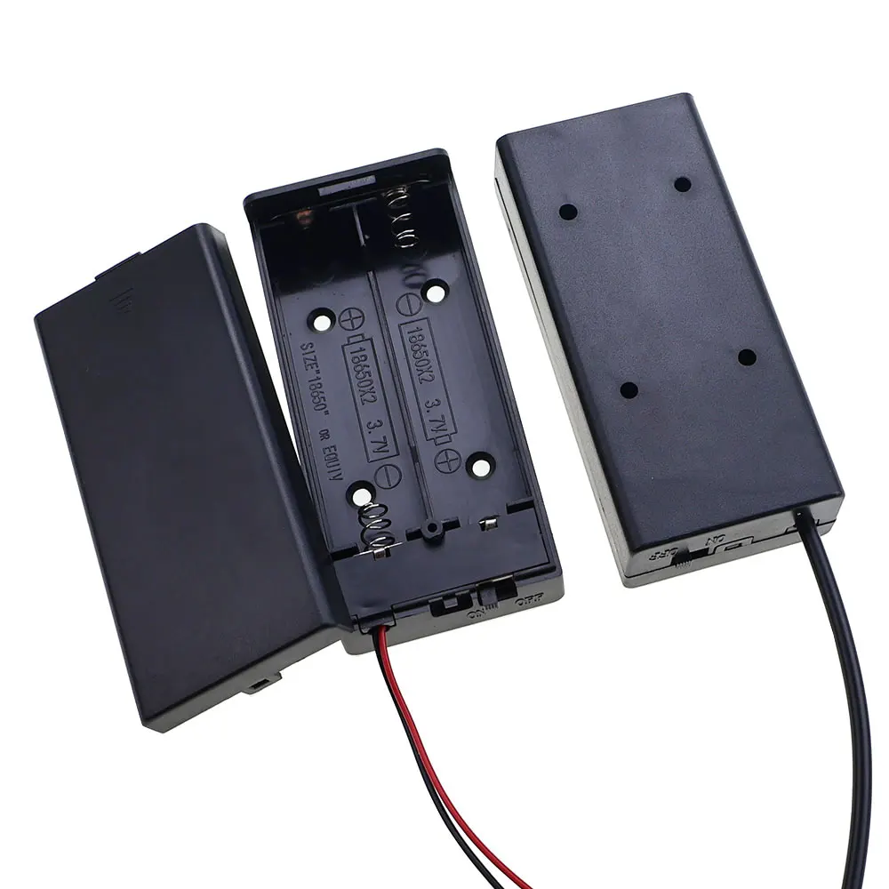 Caja porta baterías 18650, caja de almacenamiento de batería con 2 ranuras, con interruptor y cubierta y cable Terminal DuPont PH2.0 XH2.54 DC5.5X2.1 USB2.0 - imagen 4