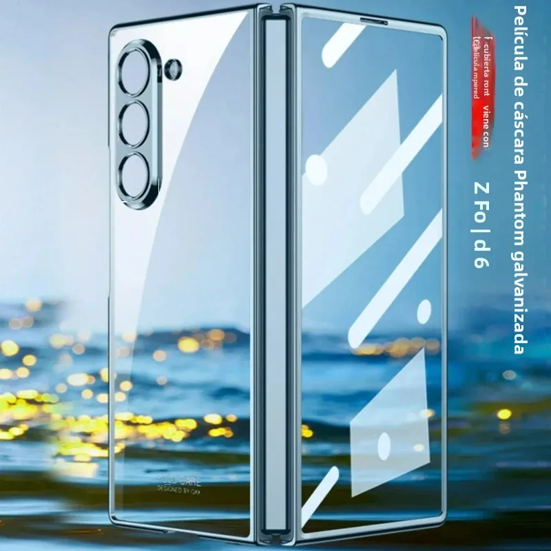 Para Samsung Galaxy Z Fold 7 funda ultrafina galvanizada transparente con película templada a prueba de golpes accesorios de cubierta trasera dura - imagen 2