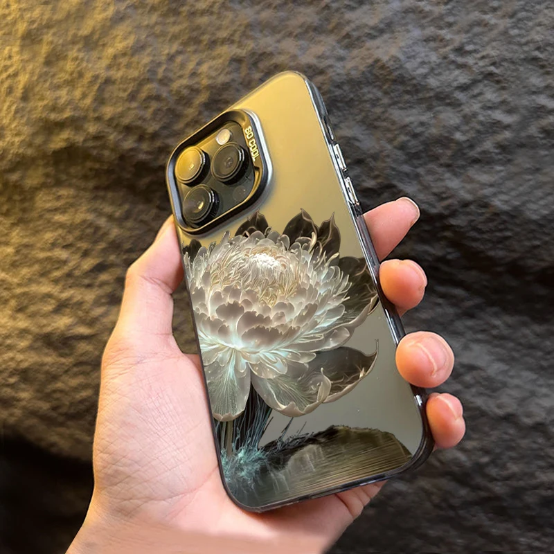 Funda IMD plateada galvanizada con flor de loto de lujo para Xiaomi Poco F5 X5 X6 Pro Mi 14 13 12 12T 13T Pro 11 Lite 5G NE - imagen 3