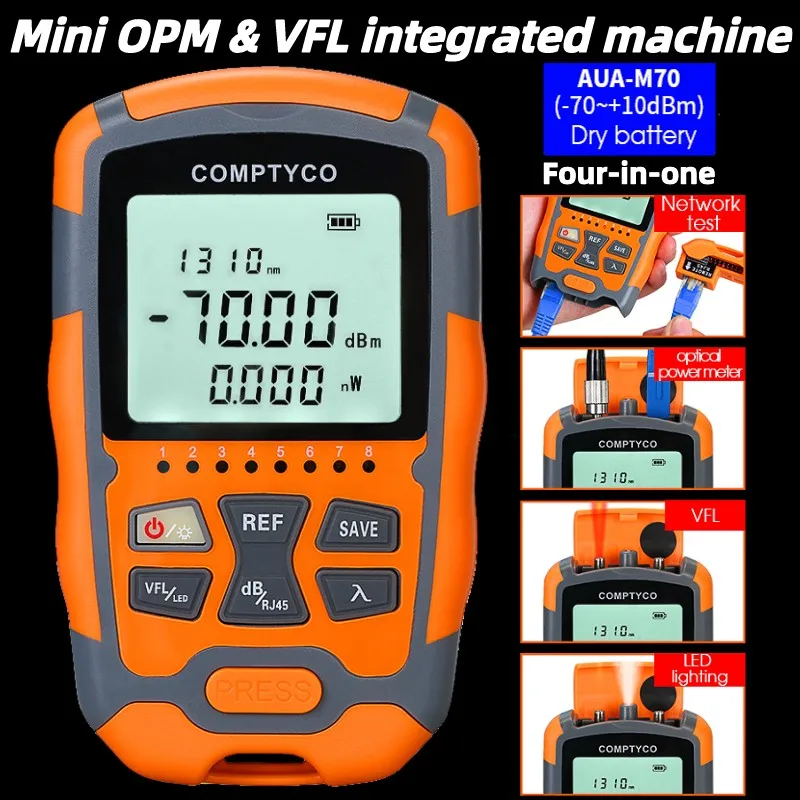 Mini medidor de potencia óptica (OPM -70 ~ + 10dBm) y localizador Visual de fallos (VFL 1/10/15/30/50mw) probador de Cable de fibra óptica de máquina integrada - imagen 2