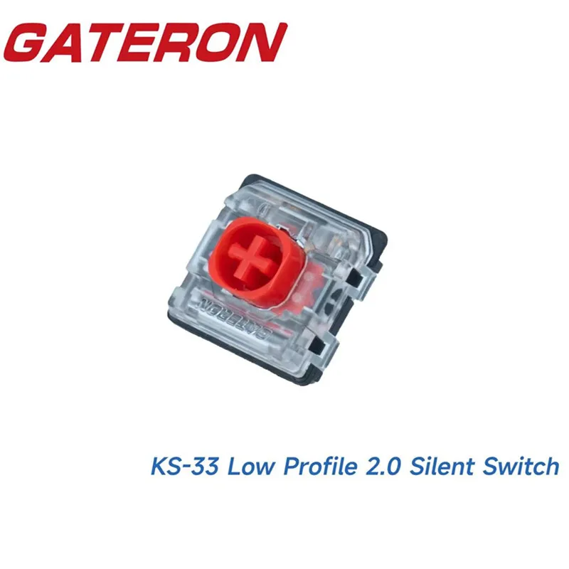 GATERON KS-33 interruptor de teclado rojo silencioso 2,0 de perfil bajo 3 pines RGB personalizado DIY Teclado mecánico de intercambio en caliente para juegos de oficina