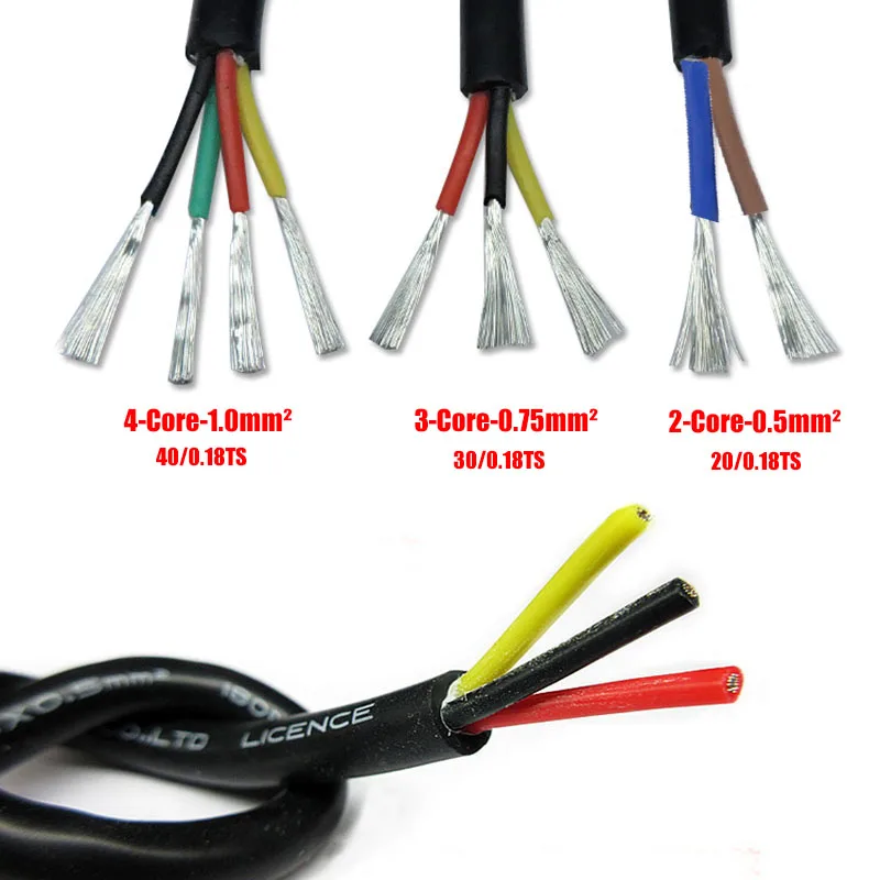 Cable de alimentación de alta temperatura de silicona supersuave, cable revestido de 2/0,5 núcleos, aislamiento de cobre estañado suave, 5/10/20m, 3/4, 0,75 mm2 - imagen 4