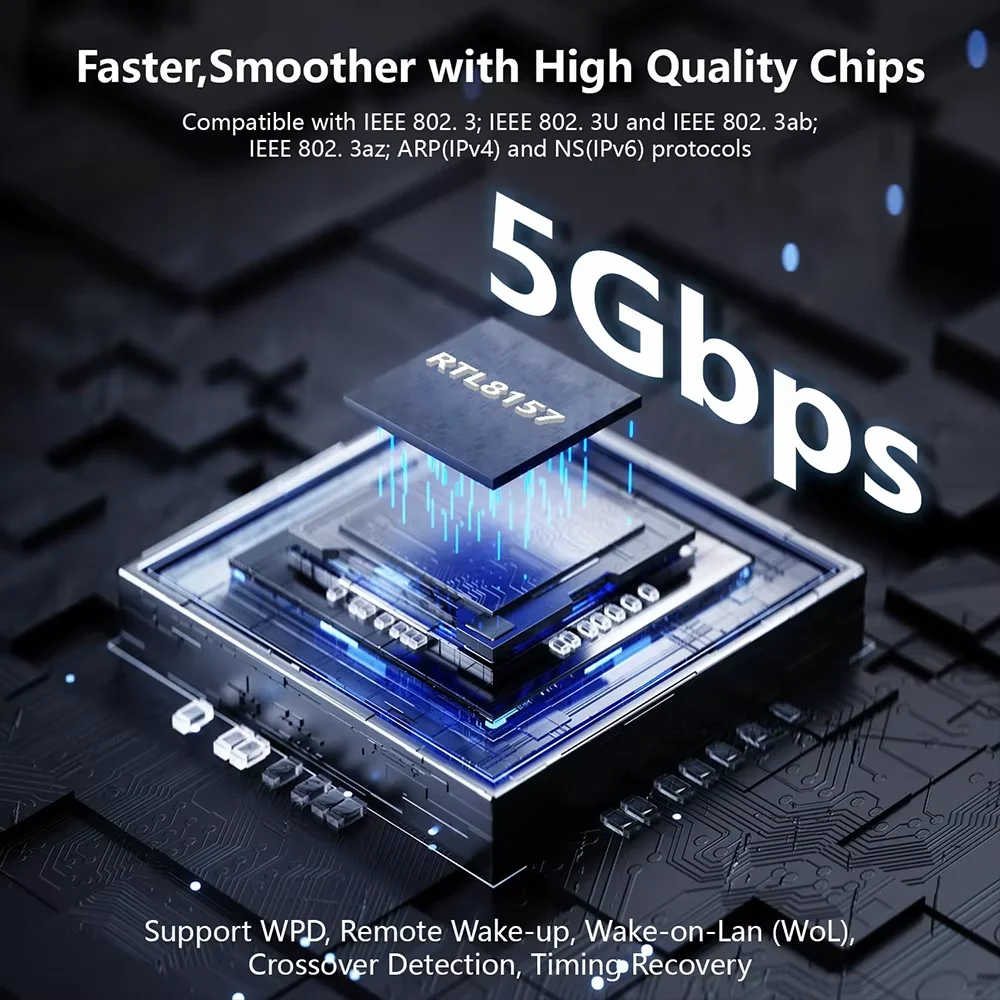 Tarjeta de red USB 3,0 tipo C a RJ45, 5000Mbps, adaptador 5G, convertidor Gigabit Ethernet, Lan Hub para PC, portátil, Windows 8,1/10/11 - imagen 3