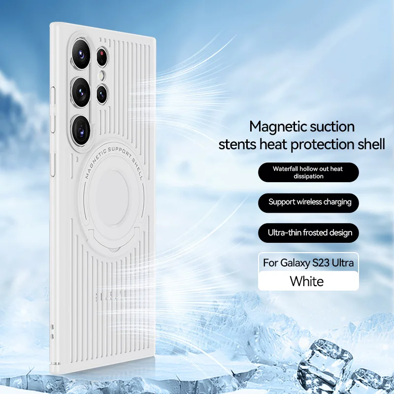 Funda con anillo magnético para Samsung Galaxy S23 Ultra Plus, cubierta de PC con disipación de calor, antigolpes, S23Ultra, S23Plus - imagen 3