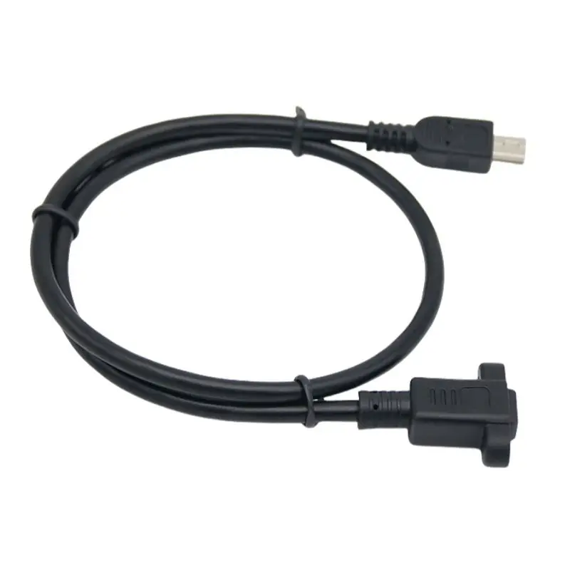Cable de extensión Mini USB macho a hembra de 30cm-1m con orificios para tornillos de oreja para fijación, Cable de datos Mini puerto macho a hembra en forma de T - imagen 4