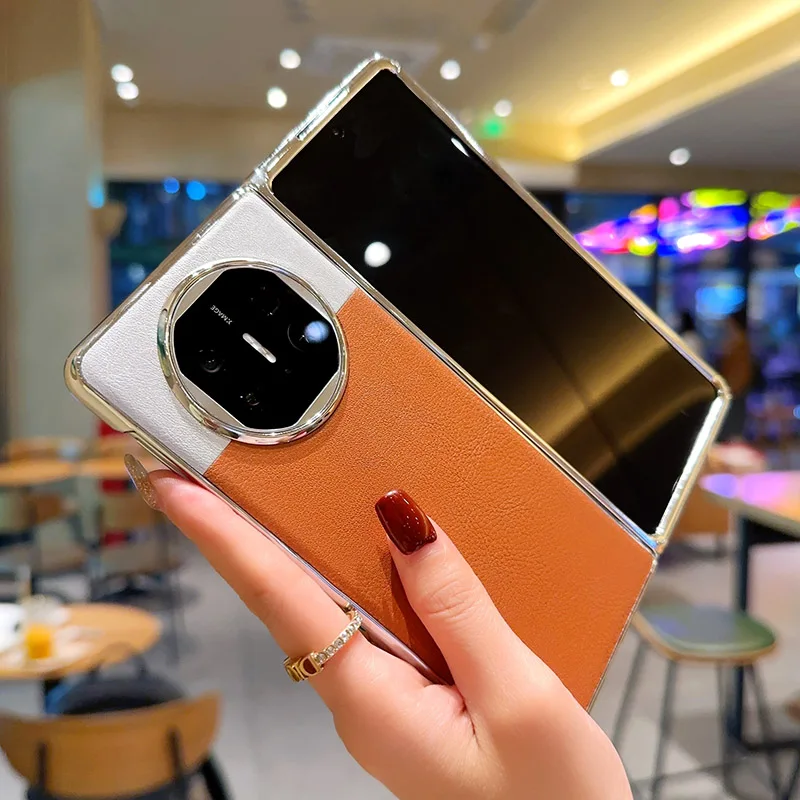 Para Huawei Mate X6 funda de lujo de cuero PU revestimiento de piel funda protectora trasera para Huawei Mate X6 X5 X3 X2 carcasa de teléfono - imagen 5