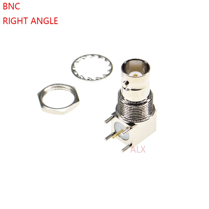 2 uds Q9 5pin Bnc hembra enchufe ángulo recto conector Coaxial Rf montaje Pcb 5 pines Bnc Jack