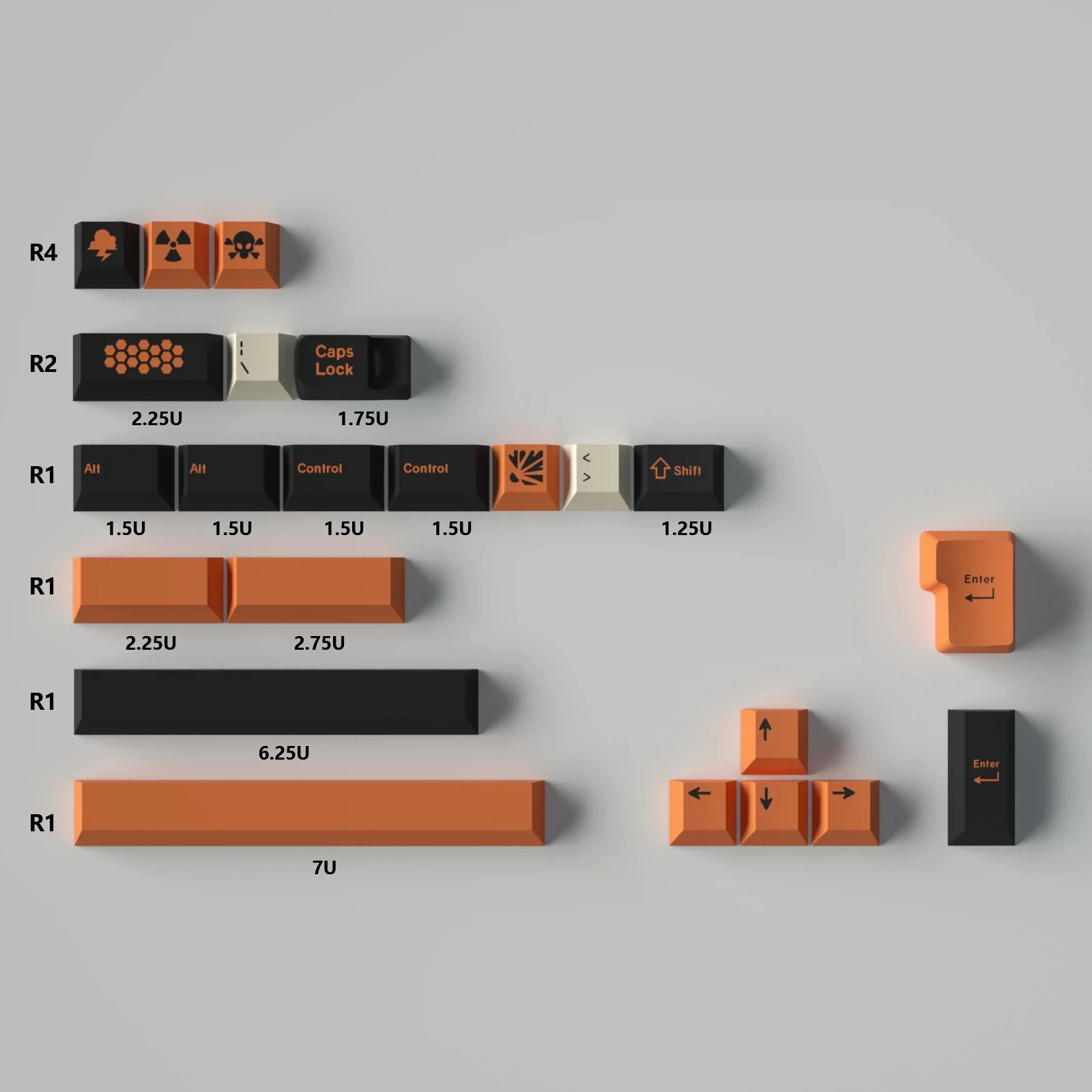 23 Uds. Teclas suplementarias Cherry Profile Dye-Sub PBT barra espacial 6.25U ESC Enter teclas personalizadas para teclado mecánico