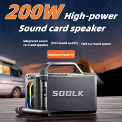 SODLK 200W Altavoz Bluetooth portátil inalámbrico TWS al aire libre energía móvil altavoz impermeable Karaoke estéreo envolvente altavoz de graves