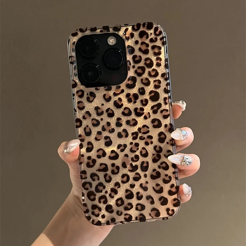 Funda de teléfono con estampado de leopardo y estilo de lujo para iPhone 17 16 15 14 Pro Max 13 12 11 XS X XR 7 8 Plus 16E 17Air, funda suave a prueba de golpes - imagen 3