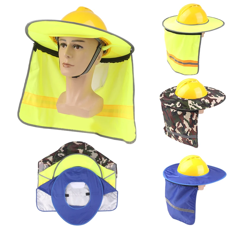 Casco de seguridad a rayas reflectantes para trabajadores de la construcción, sombrilla de verano, protección para el cuello, gorra de seguridad, suministro de trabajo al aire libre - imagen 4