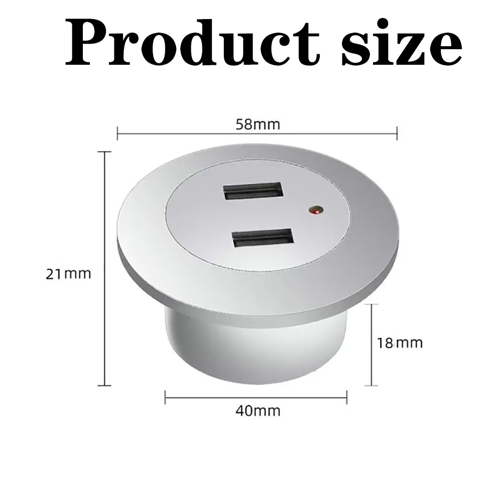 Agujero de escritorio integrado, 5V, 2a, USB a USB, enchufe Dual, carga oculta, muebles de oficina, teléfono móvil Invisible, carga rápida - imagen 5