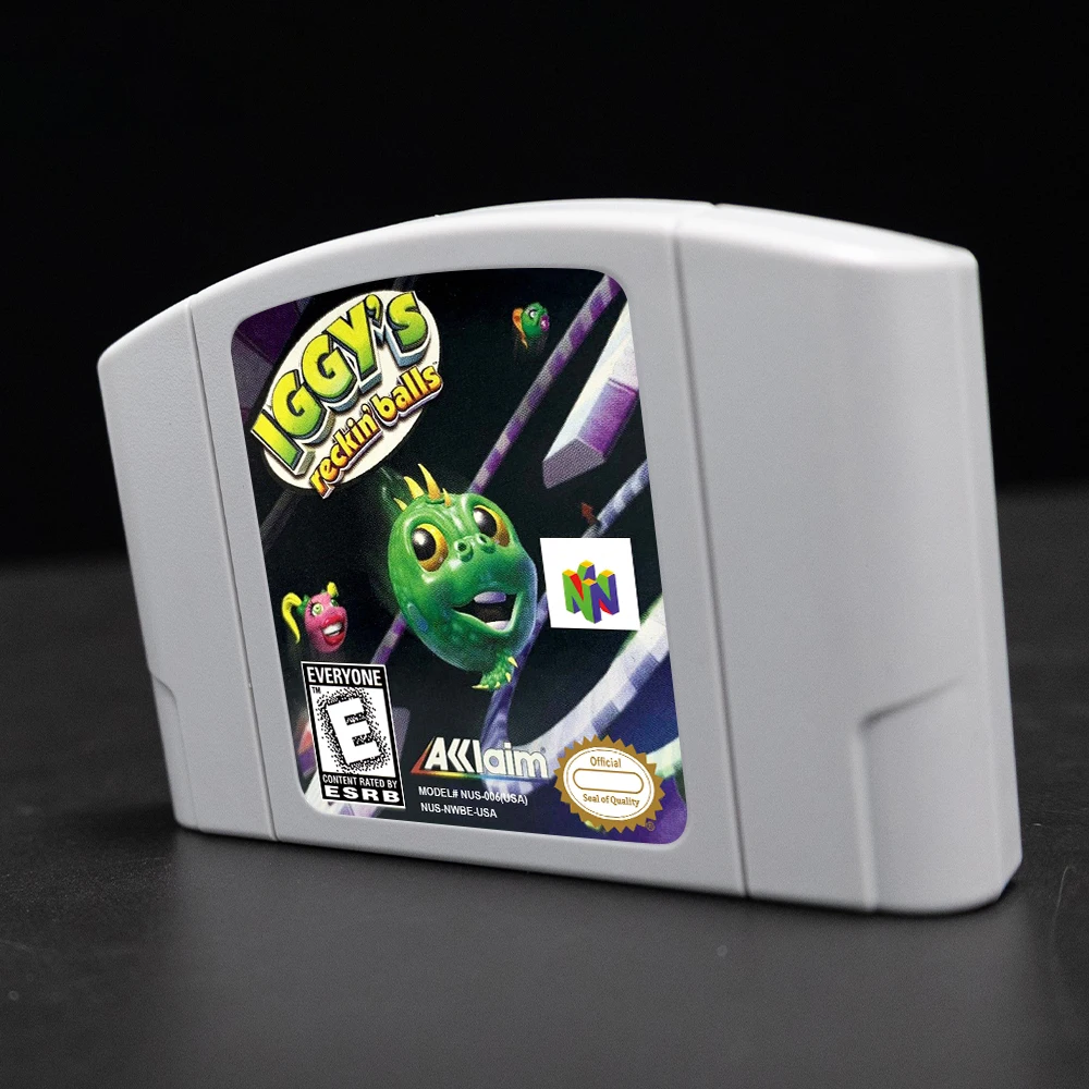 Cartucho de juego Iggy's Reckin' Balls para consolas NTSC USA de 64 bits, tarjeta de juego N64