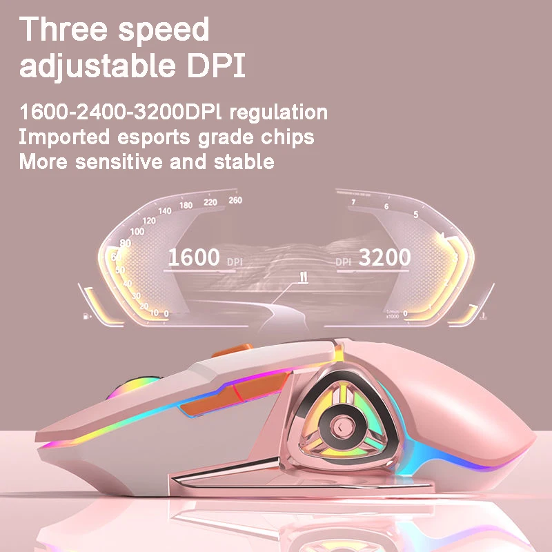 Lindo ratón inalámbrico 2,4G silencioso recargable mecánico Esports Mause ergonómico retroiluminado juego ratones para ordenador de oficina portátil - imagen 4