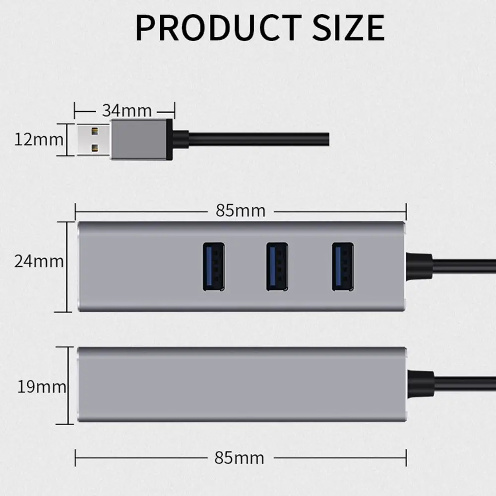 Hub de estación de acoplamiento USB3.0 4 en 1 con tres puertos USB 3,0 y adaptador Ethernet LAN RJ45 de 1000Mbps para PC portátil Windows MacOS - imagen 5