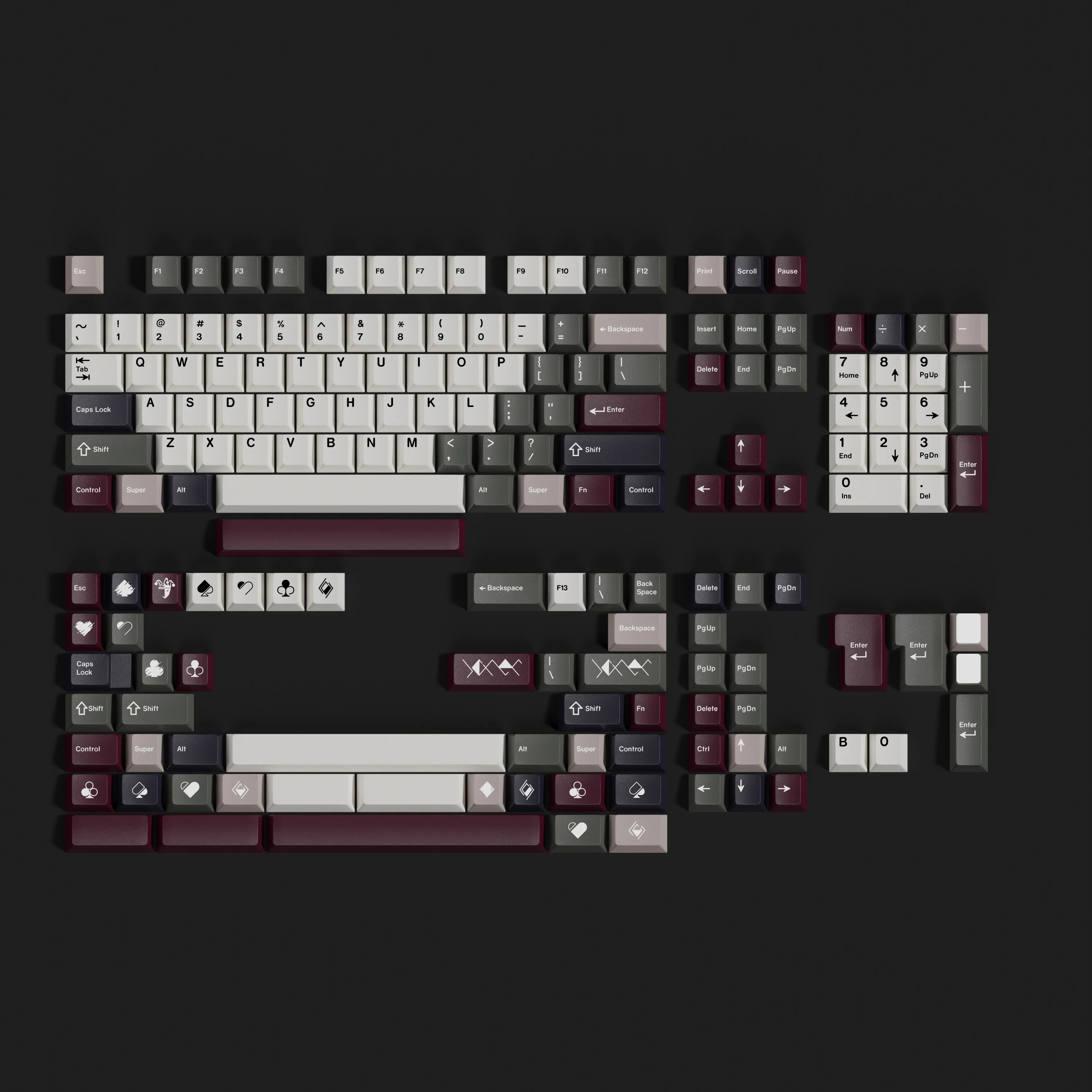 Teclas de póker PBT personalizadas para teclado mecánico, teclas, perfil de cereza, DYE-SUB, 172 teclas