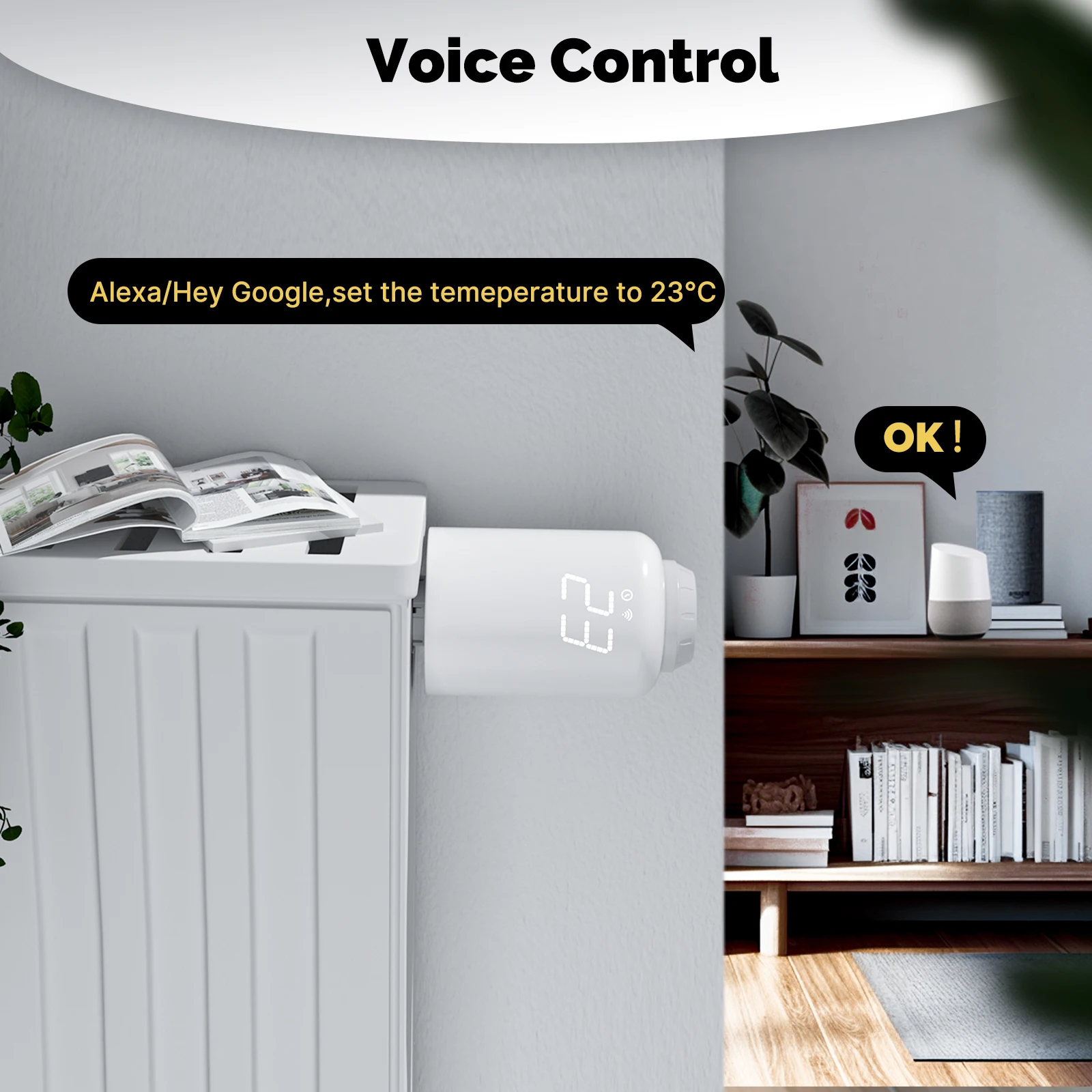 Moes Tuya ZigBee-termostato inteligente, válvula de radiador TRV, Control remoto inalámbrico, controlador de temperatura de calefacción, Control por voz Alexa - imagen 4