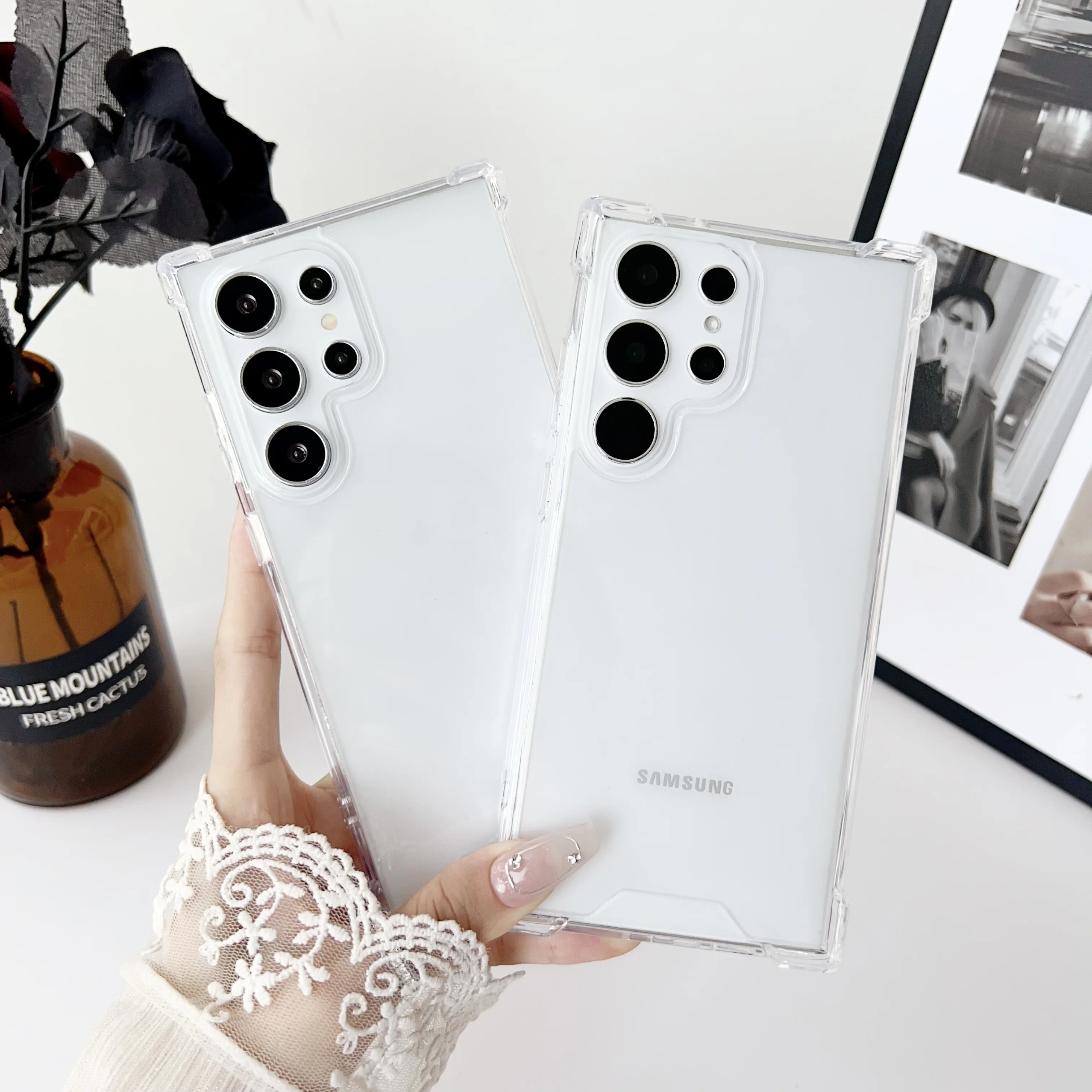 Funda acrílica transparente a prueba de golpes para Samsung S24, S23, S22, Note 20, 10 Plus, Ultra FE, A55, A35, A25, A15, A54, A34, A24, A14, A73, cubierta dura - imagen 3