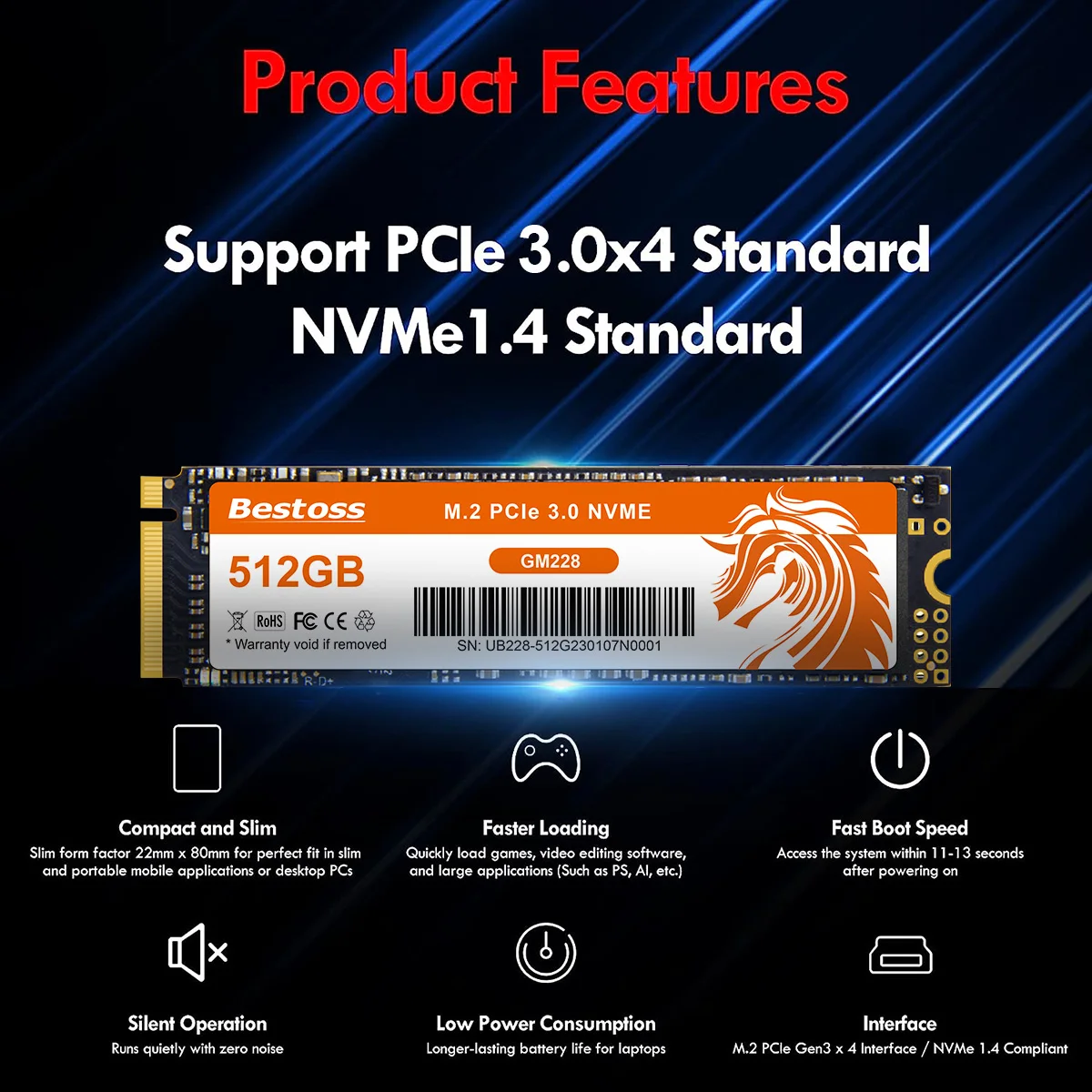 Bestoss-disco duro M2 Nvme para ordenador portátil unidad Ssd de 1Tb 512gb GM22842 - imagen 4