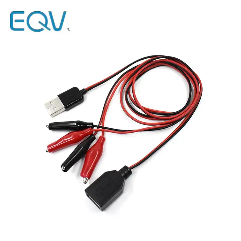 60CM prueba de cocodrilo Cilp a USB adaptador conector macho abrazadera Clip Cable alimentación
