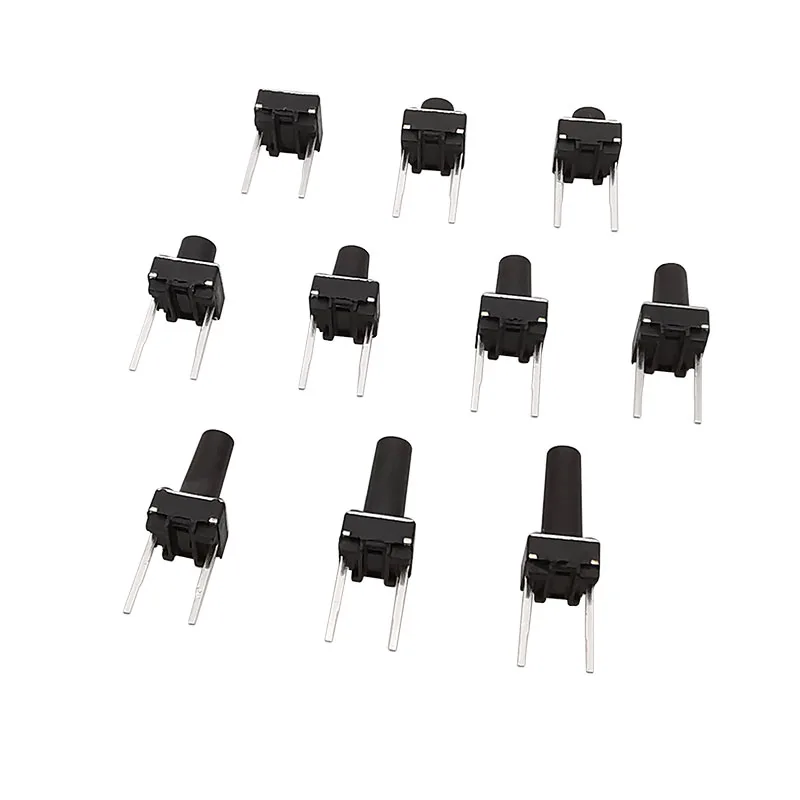 200 unids/caja Micro interruptor táctil 6x6mm 2 pines táctil botón momentáneo interruptor 6x6x4,3mm/5/6/7/8/9/10/11/12/13mm - imagen 3