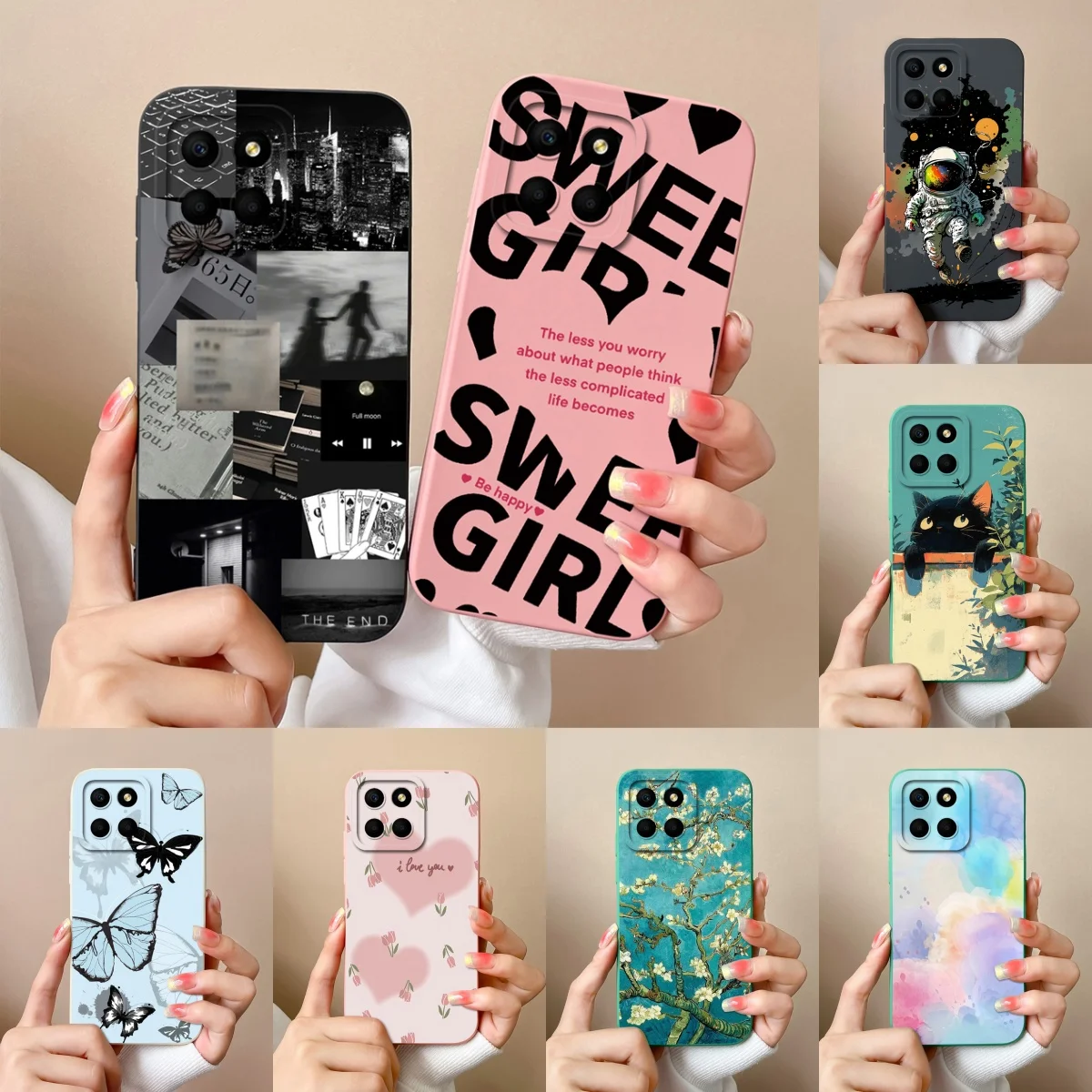 Para Honor X6 X6S X6A X6B Funda diseño de caramelo protección de cámara Funda suave de silicona líquida Funda trasera de teléfono carcasa anticaída Coque