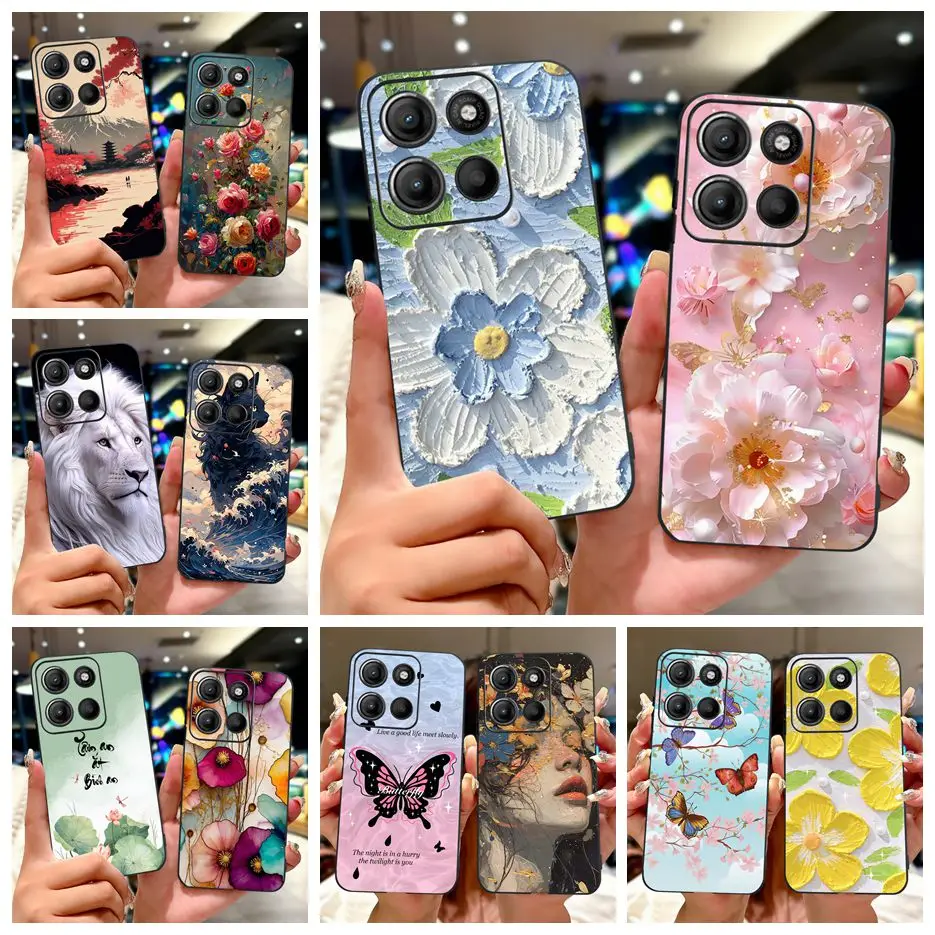 Para Motorola Moto G75 funda XT2437-2 funda pintada con flores coloridas funda de silicona suave para Motorola G15 G 75 MotoG15 MotoG75 Shell