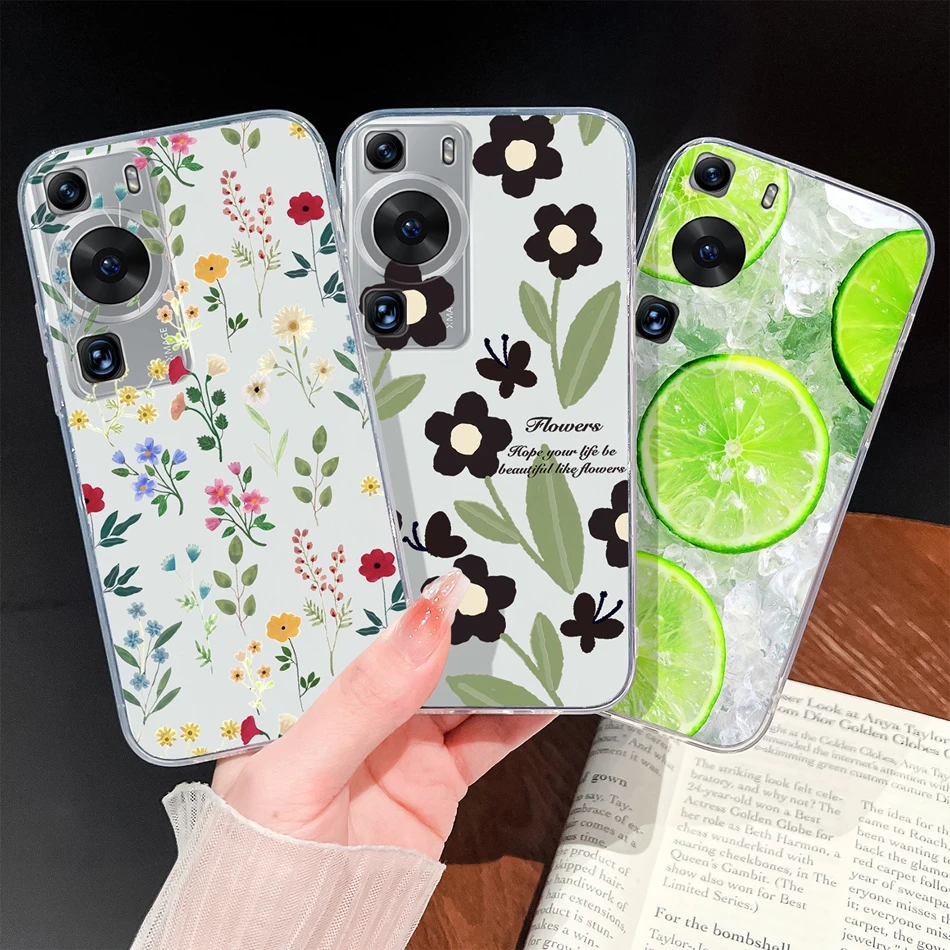 Für Huawei P60 Pro Handyhülle Einfache Blumenmuster Weiche TPU Silikon Transparente Rückabdeckung Für Huawei P 60 Leichter Stoßfänger - imagen 2