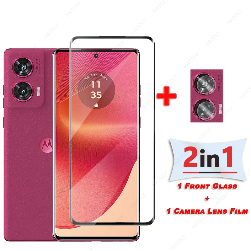 Vidrio curvo de borde 3D para Motorola G96 Protector de pantalla de vidrio para Motorola G96 5G película protectora de vidrio Protector de lente de cámara - imagen 3