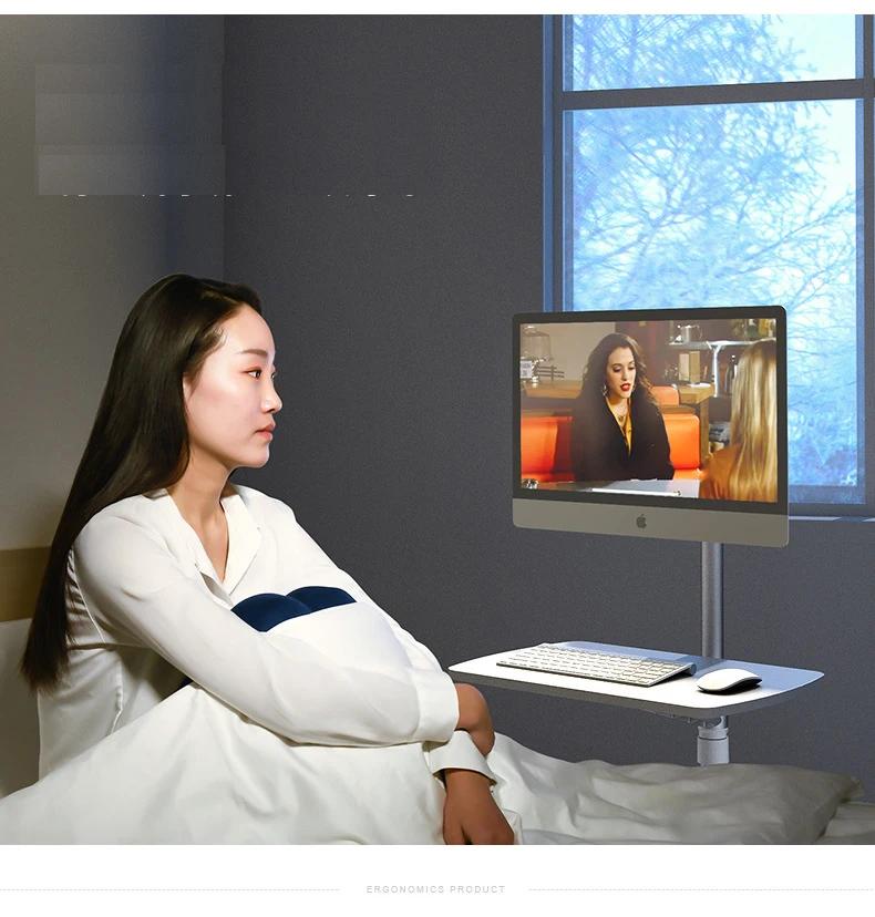 UT-2 Full Motion 2 en 1 soporte de suelo para ordenador portátil Monitor soporte para teclado ajuste de altura escritorio móvil para portátil Oficina en casa - imagen 3