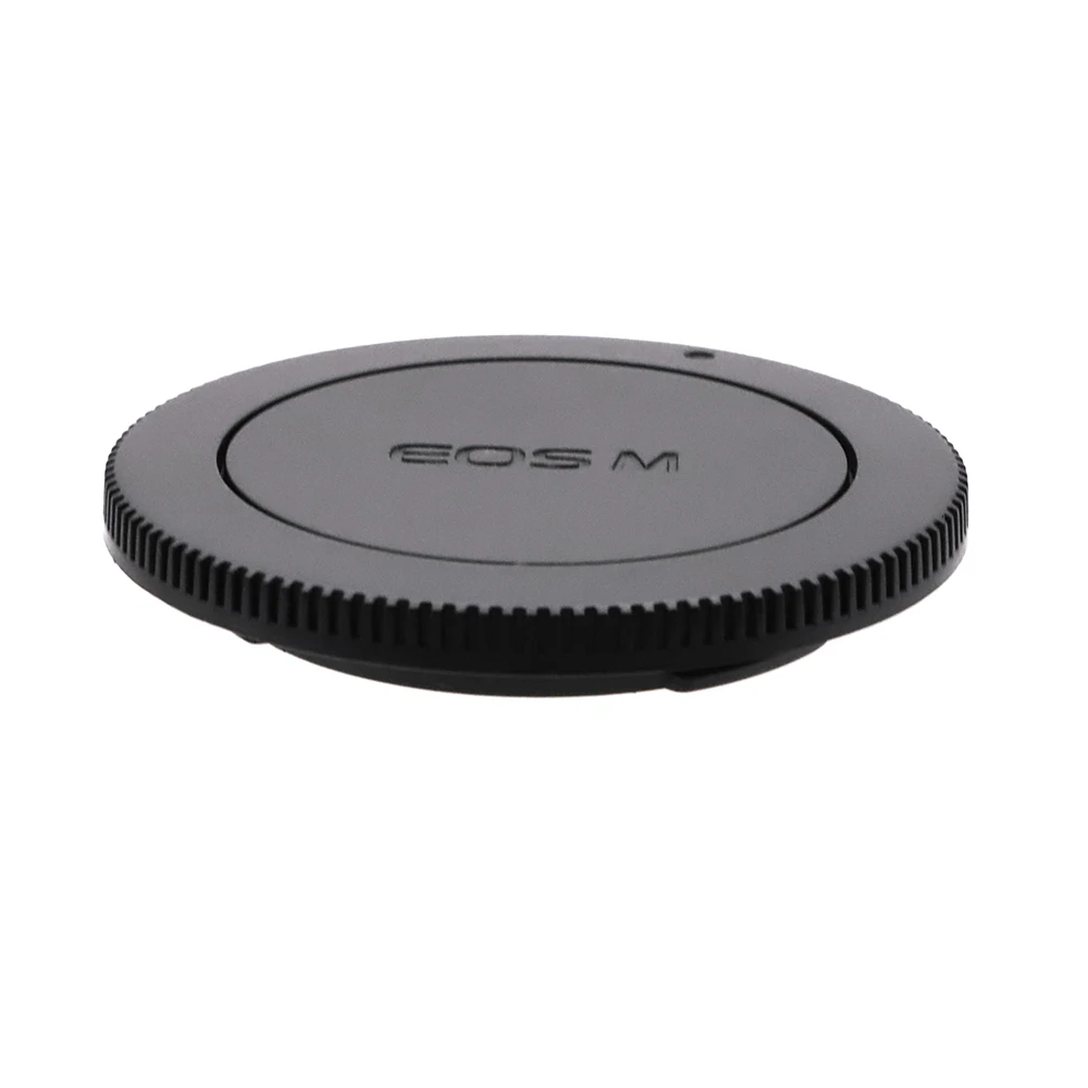 Para Canon EOS EF-M EFM tapa trasera de lente o tapa del cuerpo de la cámara o juego de tapas tapa de lente negra de plástico tapa con logotipo para M5 M6 M50 M200 - imagen 4