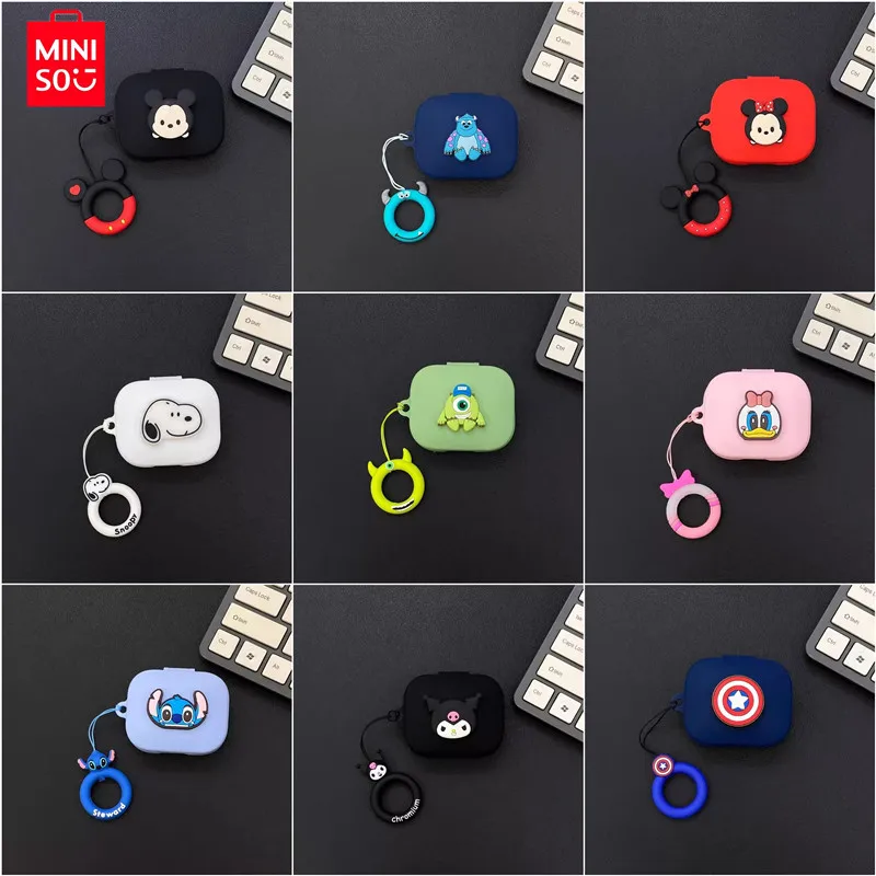 Miniso-funda para auriculares con dibujos animados para Redmi Buds 5/6, auriculares inalámbricos de silicona suave, caja de carga, carcasa protectora con cordón