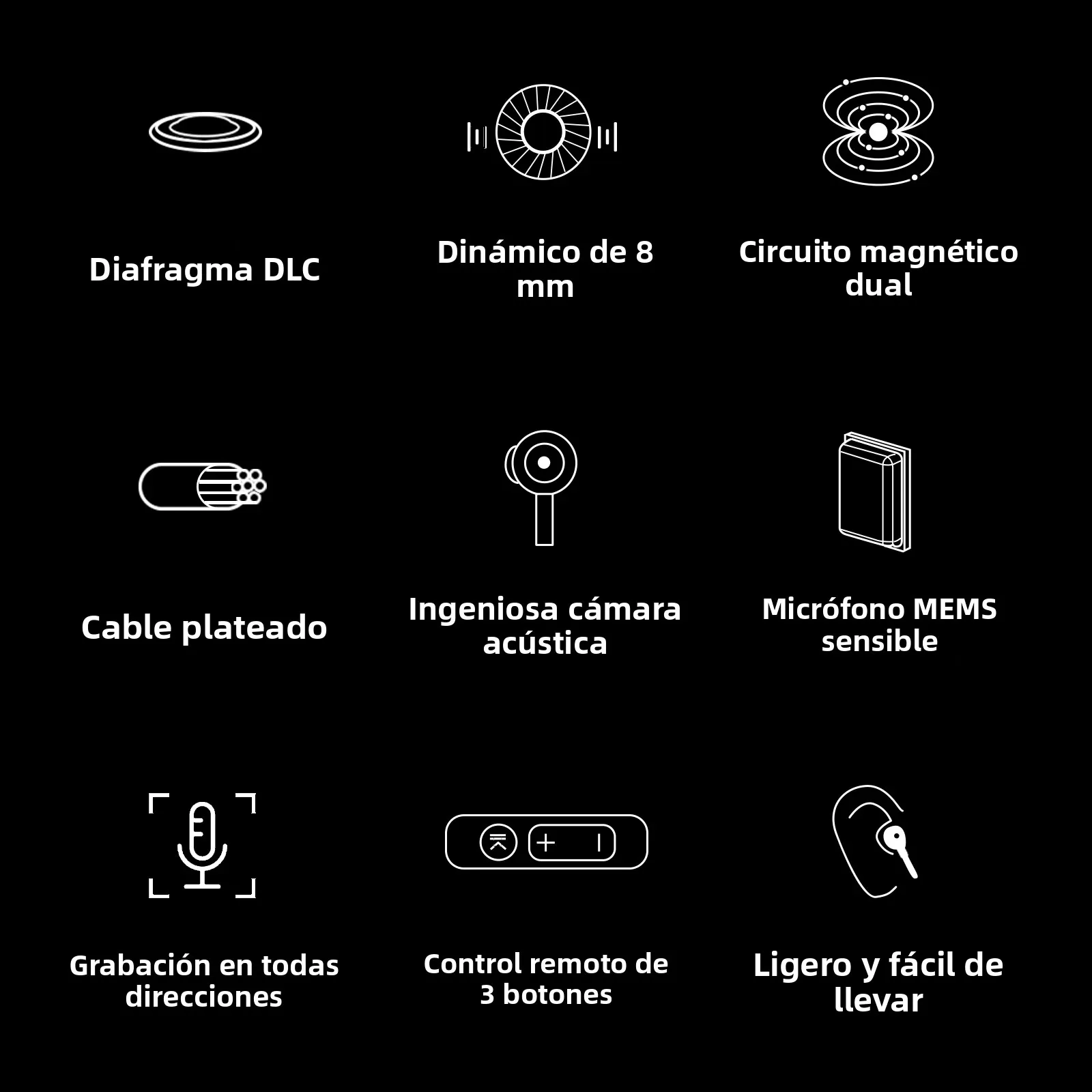 HiBy Digital XOE 8mm DLC diafragma controlador dinámico HiFi auriculares intrauditivos IEM para juegos Android MP3 - imagen 2