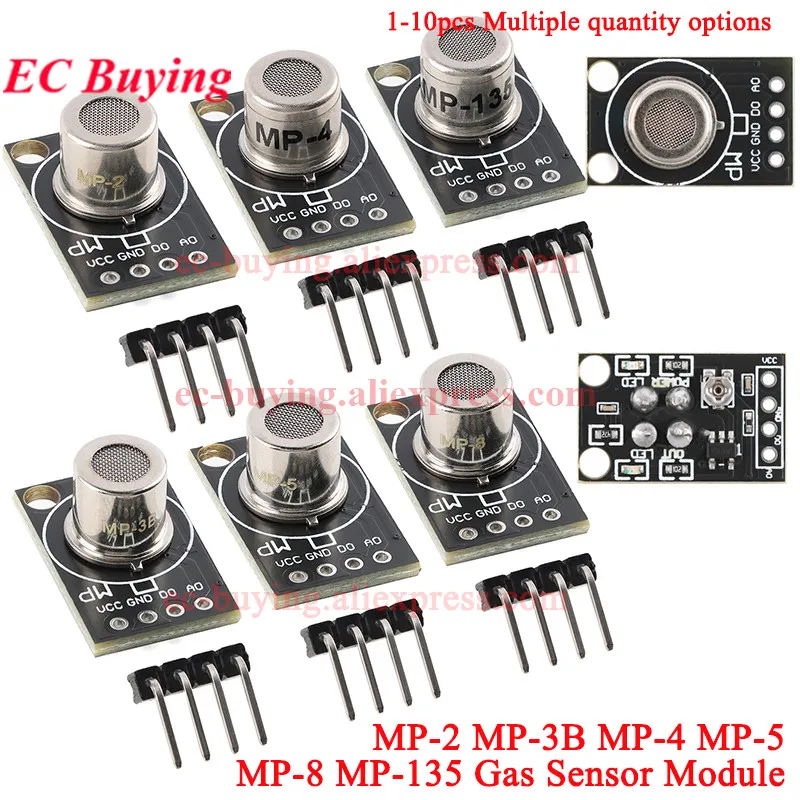 MP-135 MP503 MP-2 MP-4 MP-3B MP-5 MP-8 Módulo de sensor de gas de detección de calidad del aire MQ 2 135 4 8 5 3 Mini placa de detección de combustible