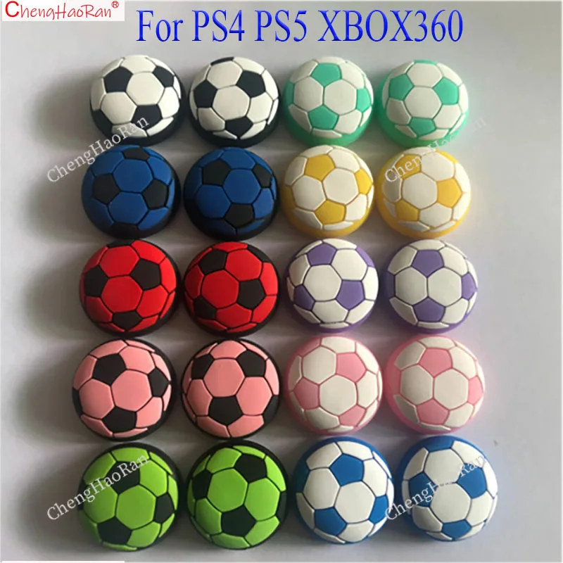 Tapas de Joystick de silicona para PS4, PS5, XBOX360, controlador de Gamepad, gorra protectora antideslizante, forma de fútbol, un par