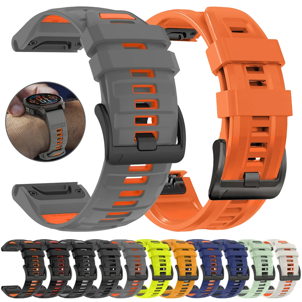 Correa QuickFit de 22mm y 26mm para Garmin Fenix 8 Pro 47mm 51mm E 7X 7 6 6X/Quatix 8/Forerunner 970/D2 Delta/Instinct 3 bandas de silicona