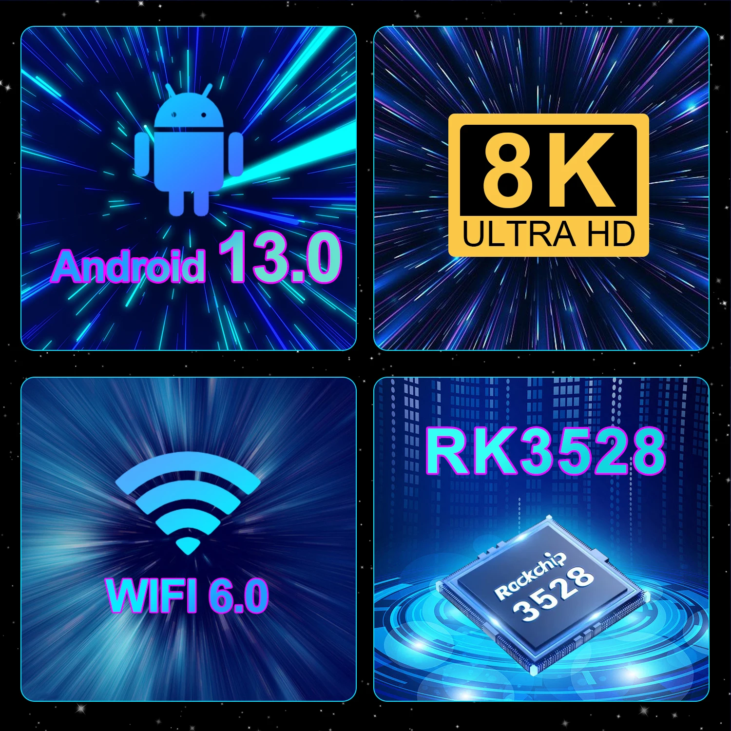 Android 13 G96 Max 8K Smart TV Box Amlogic RK3528 2,4G y 5G 4GB 64GB BT5.0 Wifi6 AV1 reproductor multimedia de vídeo TV Box decodificador - imagen 4
