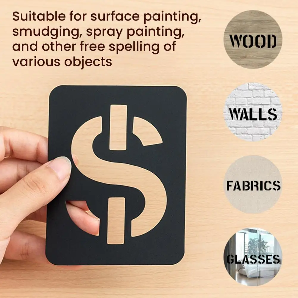 Kit de plantillas de pintura, Kit de plantillas de letras de plástico reutilizables para proyectos de arte Diy en pared de madera, alfabeto de tela para pintar - imagen 3