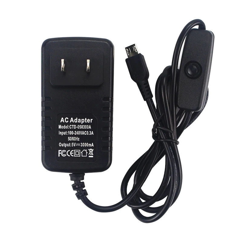 Fuente de alimentación conmutada integrada de 5V, 3A, MICRO adaptador con botón de interruptor, cargador, puerto USB para Raspberry Pi 3B - imagen 4