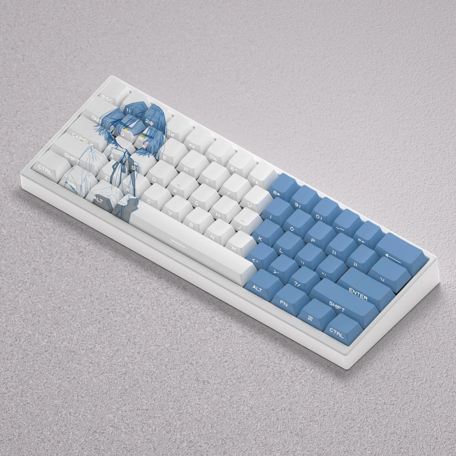 Teclas de 98 teclas Ryo Yamada blanco azul PBT sublimación de tinte cereza altura retroiluminación de impresión lateral para teclado mecánico AULA F75 PC - imagen 2