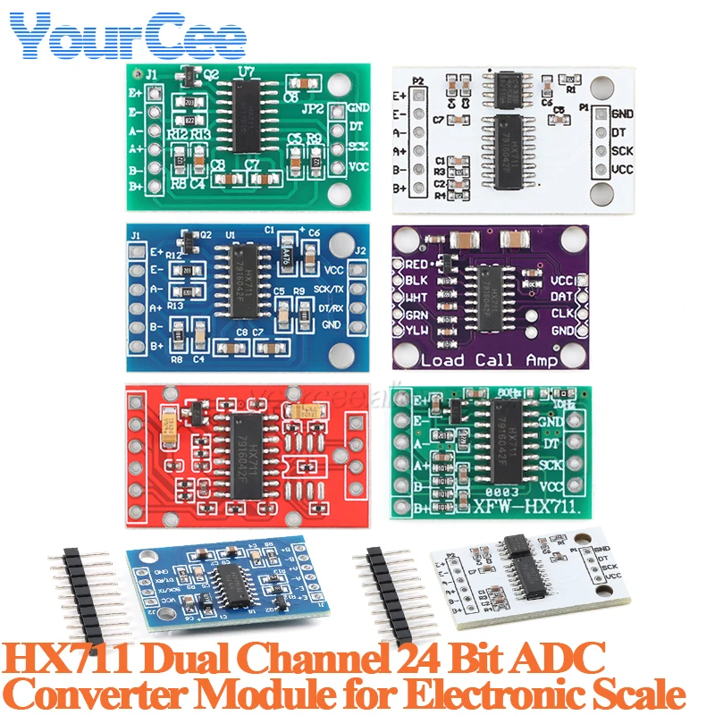Módulo convertidor ADC de doble canal HX711, 5 uds., 1 unidad, Sensor de presión de pesaje de peso, Mini módulo de precisión AD estándar