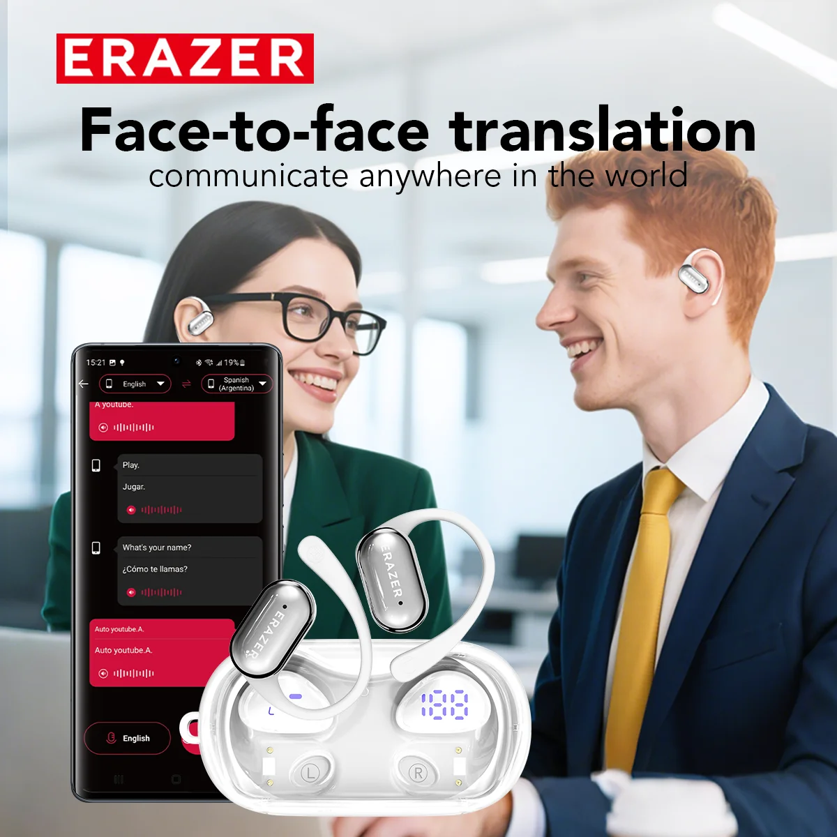 ERAZER XF56 auriculares Bluetooth V6.0 cómodo gancho para la oreja auriculares Bluetooth OWS deportes auriculares inalámbricos AI traductor auriculares - imagen 4