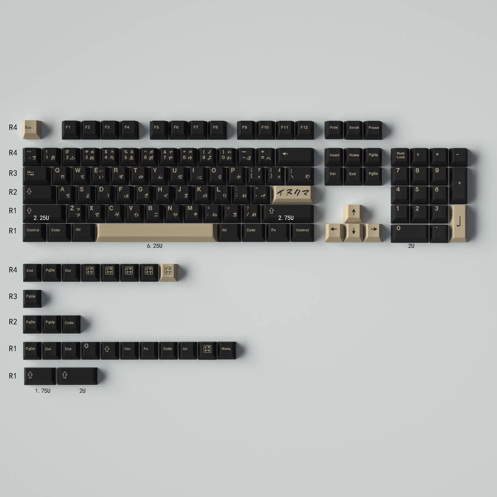 Juego grande de teclas PBT, teclas de perfil de cereza, personalidad japonesa para teclado mecánico MX Switch, color negro